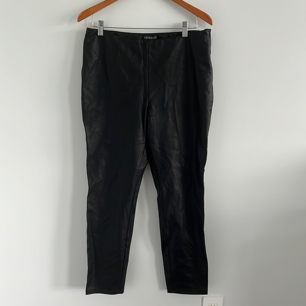 Venus faux leather black leggings pants side zip  sz 10
